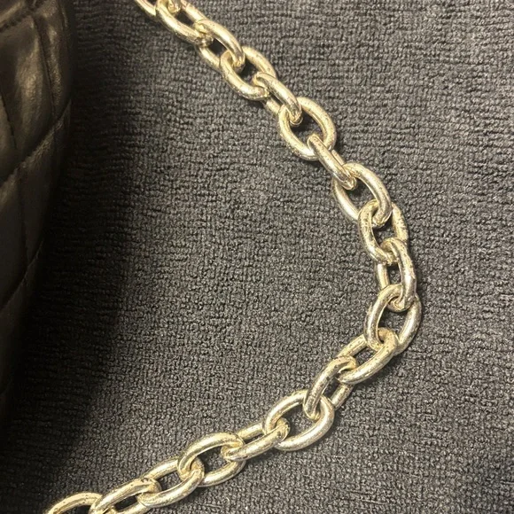 Brighton Quilted Black Leather Crossbody with Silver Chain Strap - Picture 5 of 7